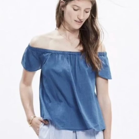 Madewell Tops - NWT Madewell Chambray Off Shoulder Top Bellamy